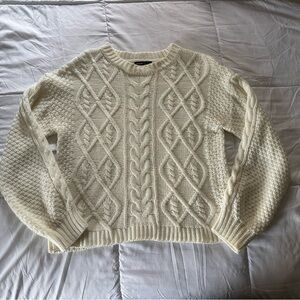 SHEIN Cream Textured Knit Sweater